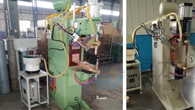 青島焊本為客戶現場調試點焊機和螺母輸送機